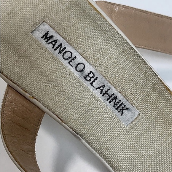 Manolo Blahnik Ivory Strappy Heels - Picture 8 of 9